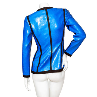 1991 Blue Sequin Black Grosgrain Scuba Jacket