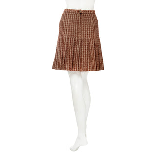 1997 Brown Wool-Blend Pleated Mini Skirt