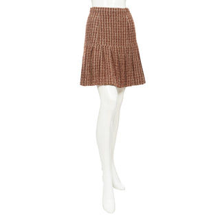 1997 Brown Wool-Blend Pleated Mini Skirt