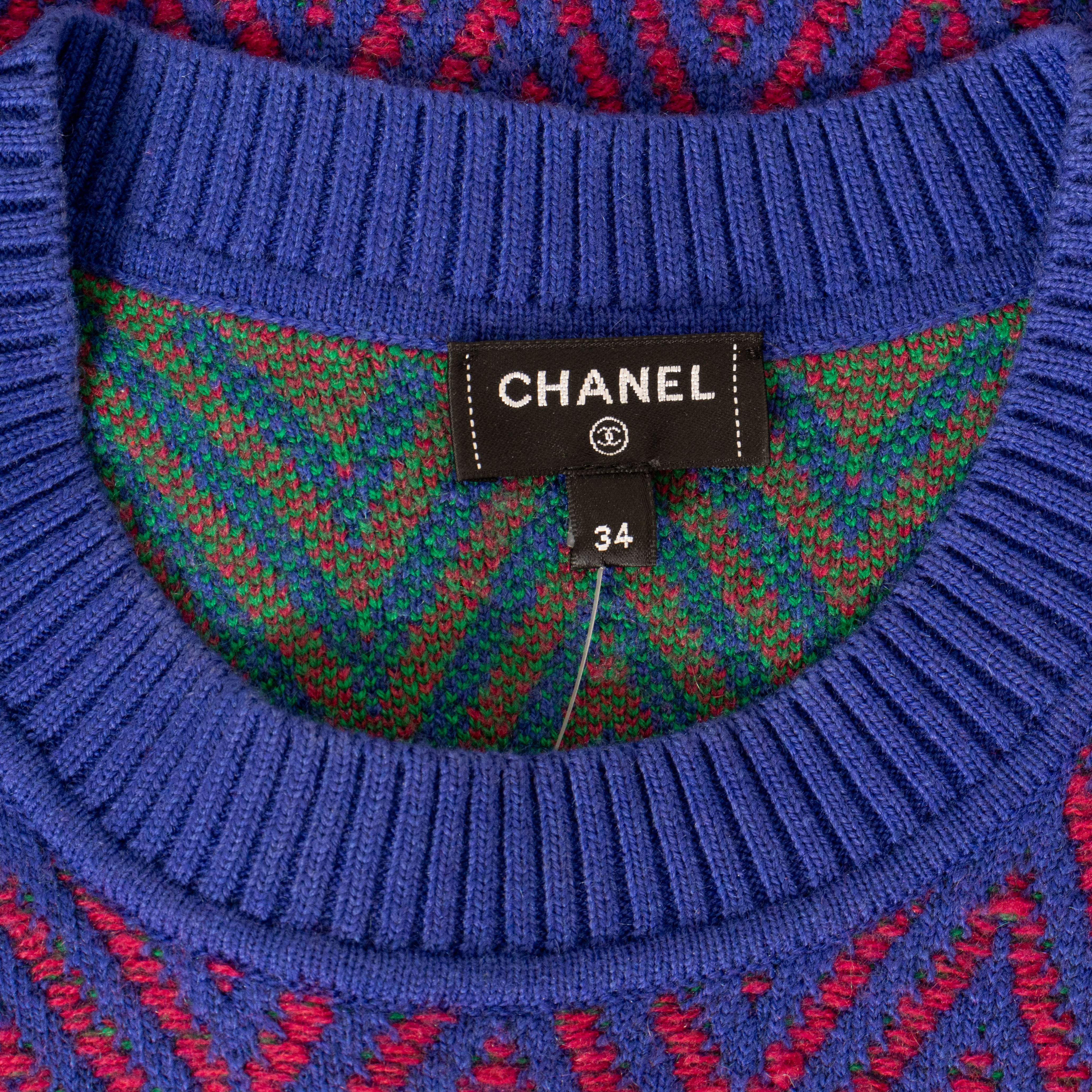 Chanel CC Chevron Knit Sweater Dress