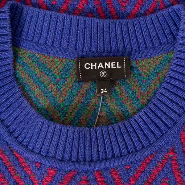 Chanel CC Chevron Knit Sweater Dress