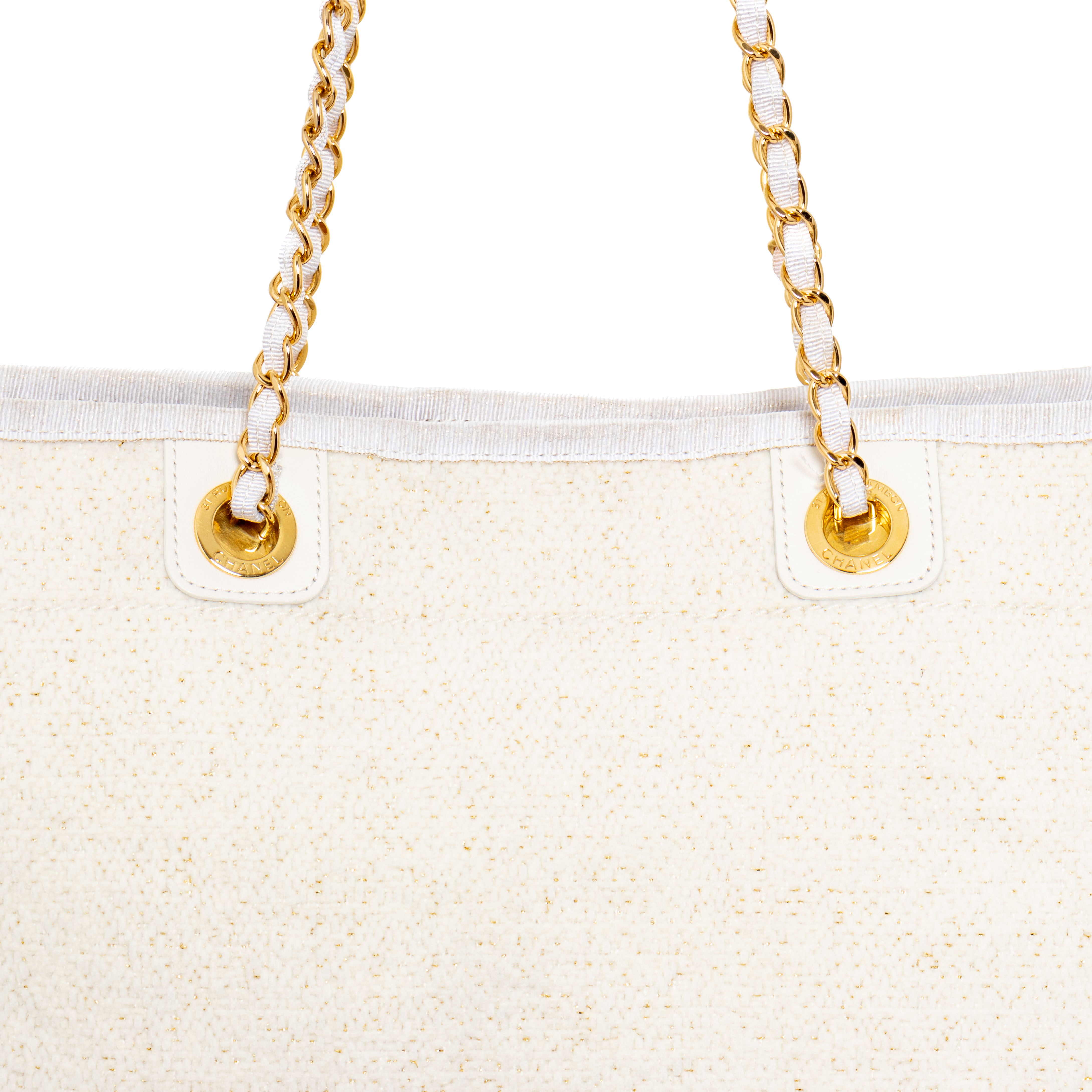 Chanel Deauville Tote Canvas Small Yellow