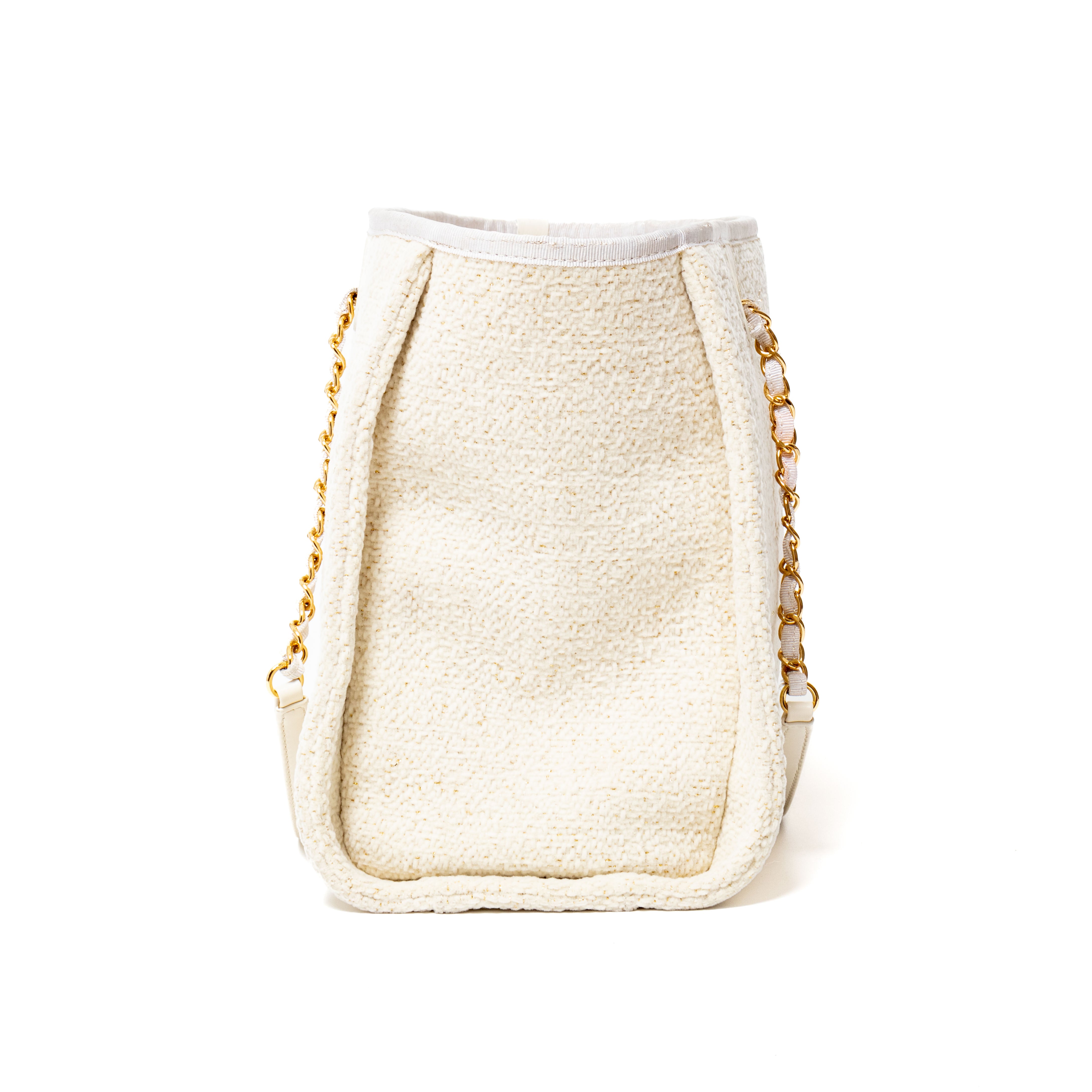 CHANEL Lurex Boucle Large Deauville Tote Ivory 994848