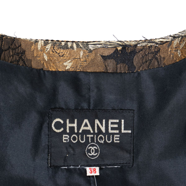 Chanel Rose Pattern Brocade Jacket and Skirt 2-Piece Set