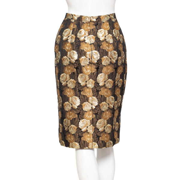 Chanel Rose Pattern Brocade Jacket and Skirt 2-Piece Set