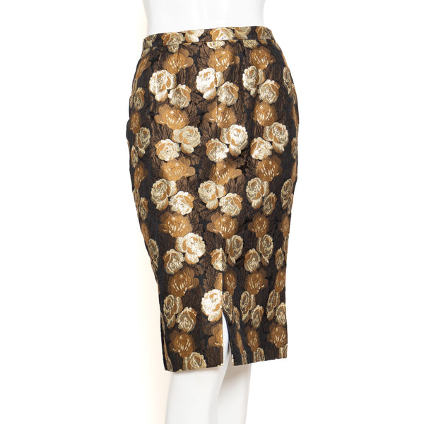 Chanel Rose Pattern Brocade Jacket and Skirt 2-Piece Set