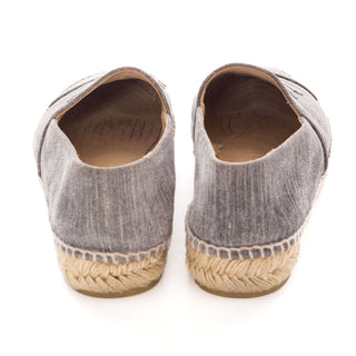 Heather Gray Suede and Leather Jute CC Espadrille Flats FR 40