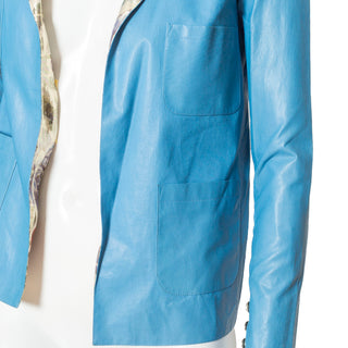 2015 Blue Lambskin and Floral Lurex Jacket