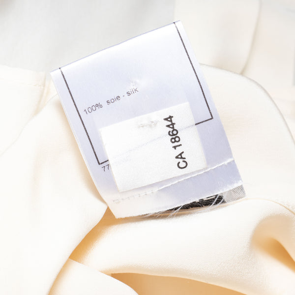 Chanel Ivory Silk Open Sleeve Blouse