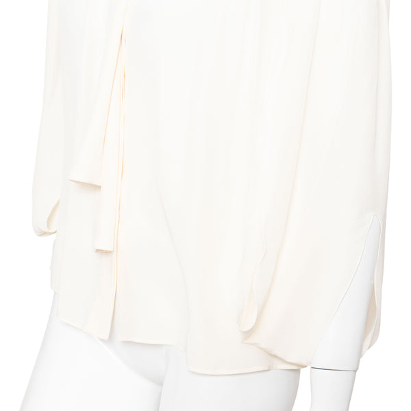 Chanel Ivory Silk Open Sleeve Blouse