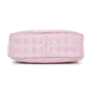 2000s Travel Line Pink Nylon Jacquard CC Shoulder Bag