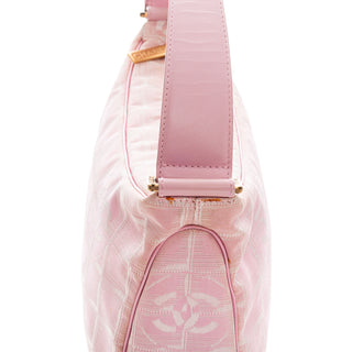 2000s Travel Line Pink Nylon Jacquard CC Shoulder Bag