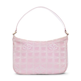 2000s Travel Line Pink Nylon Jacquard CC Shoulder Bag