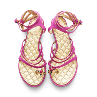 2015 Pink Leather Jewel Toe Gladiator Sandals 38