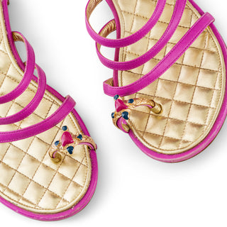 2015 Pink Leather Jewel Toe Gladiator Sandals 38