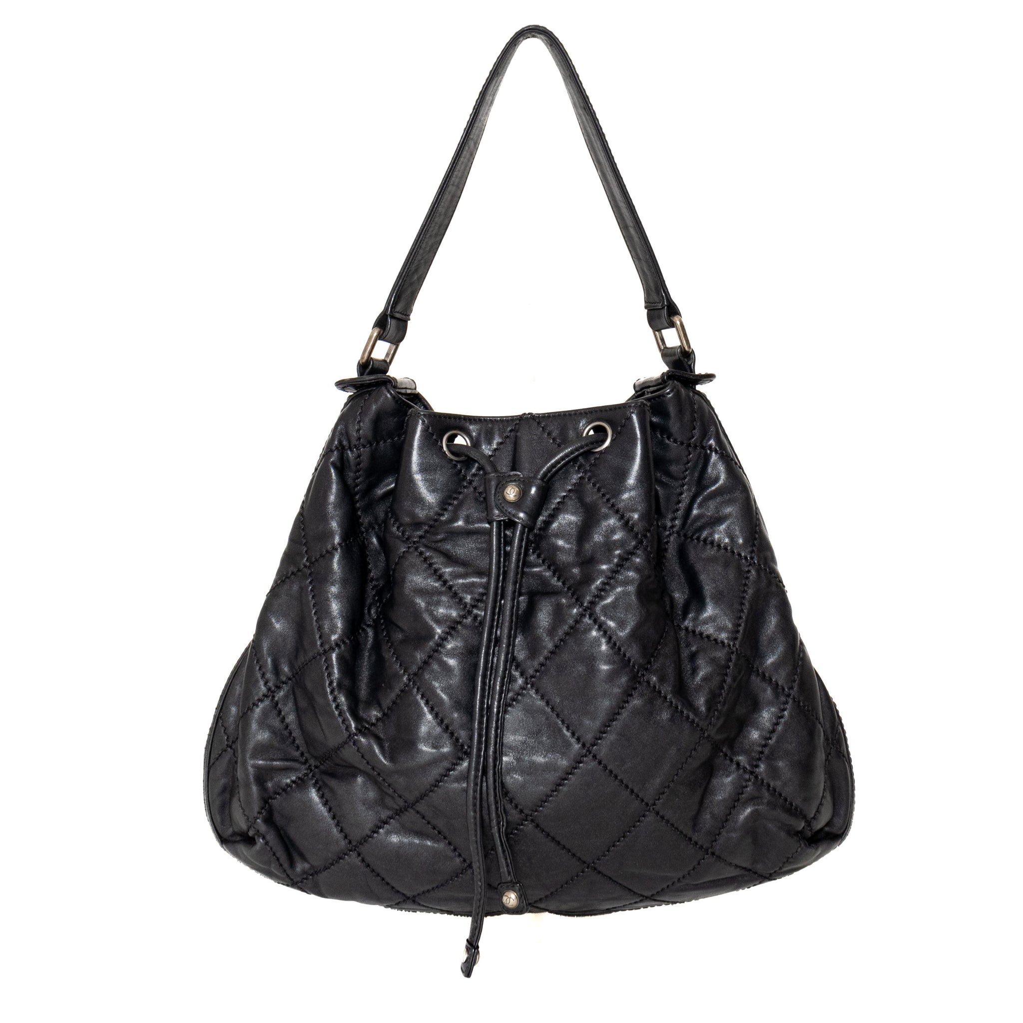 Chanel Drawstring Diamond Quilted Bucket Bag