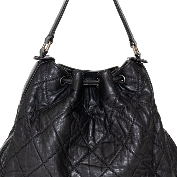 Chanel Drawstring Diamond Quilted Bucket Bag