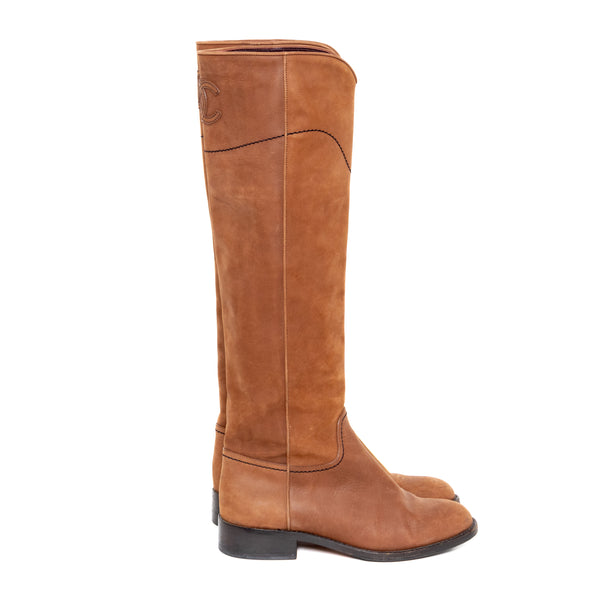 Chanel Brown Leather Riding Boots
