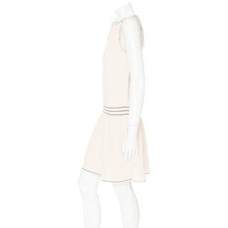 Ecru Cotton Knit Rope-Trim Sleeveless Dress
