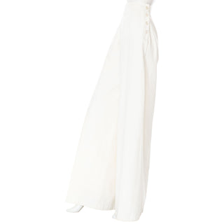 1990s White Cotton Wide-Leg Sailor Pants