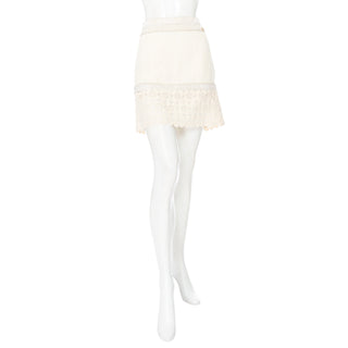 2011 Ivory Cotton-Blend Tweed and Camelia Lace Beaded Skirt Suit