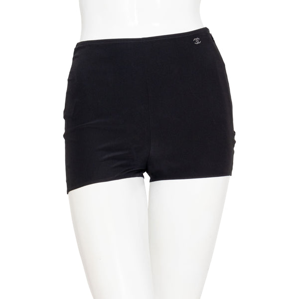 Chanel Black Silk Crystal CC Shorts