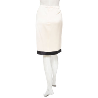 2003 White and Black Trim Silk CC Skirt