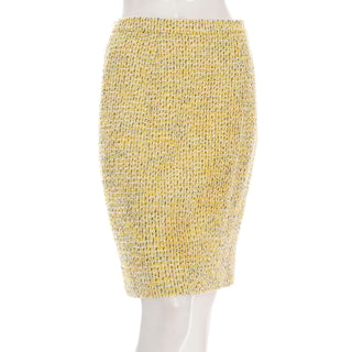 1996 Yellow Tweed Two-Piece Jacket and Skirt Suit