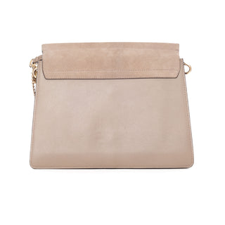 Medium Faye Motty Grey Suede and Leather Shoulder Bag