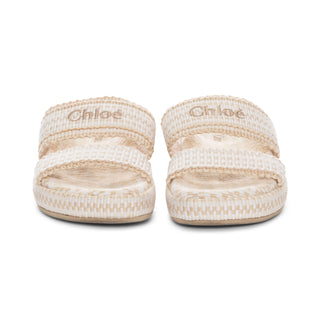 Rori Ivory and Beige Cotton Sandals 36