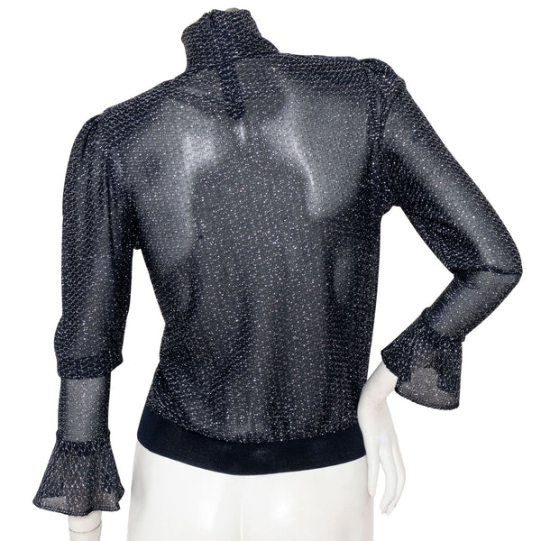 Chloe Navy Semi Sheer Lurex Top