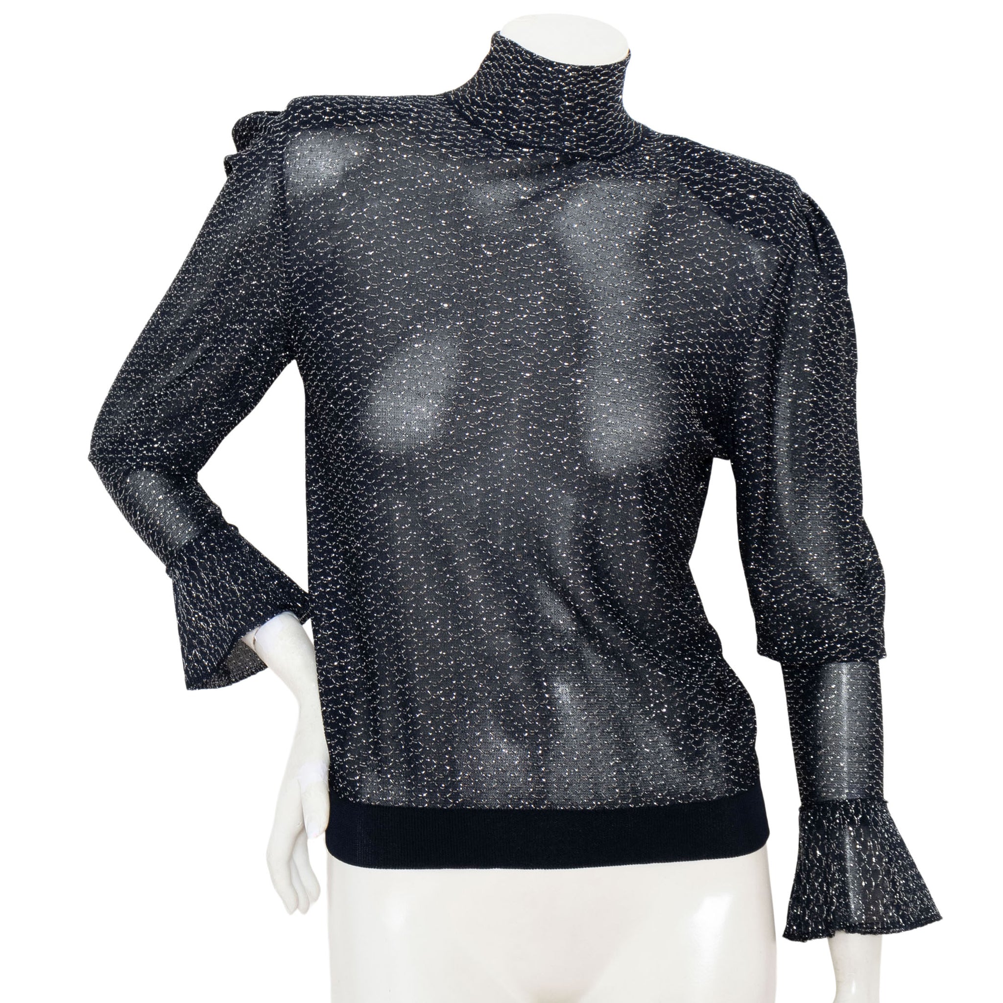 Chloe Navy Semi Sheer Lurex Top