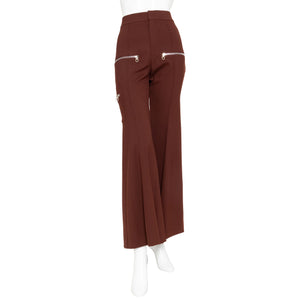 Chloe Dusky Brown Flared Zip Trousers