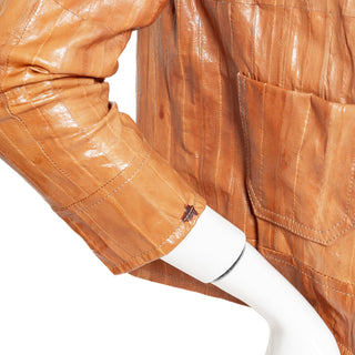 Brown Eel Leather Grommet Jacket