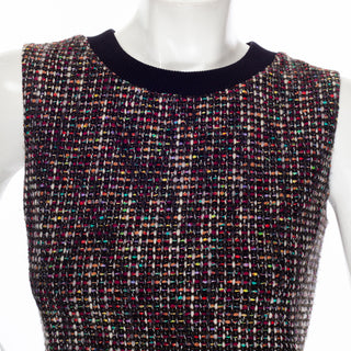 Multicolored Wool-Blend Tweed Fit and Flare Dress