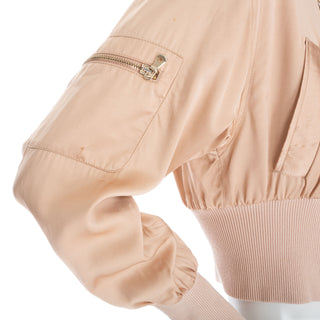 1990s Blush Zip Crop Bomber Jacket