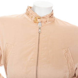 1990s Blush Zip Crop Bomber Jacket