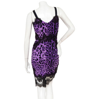 Purple Silk Leopard Print Dress
