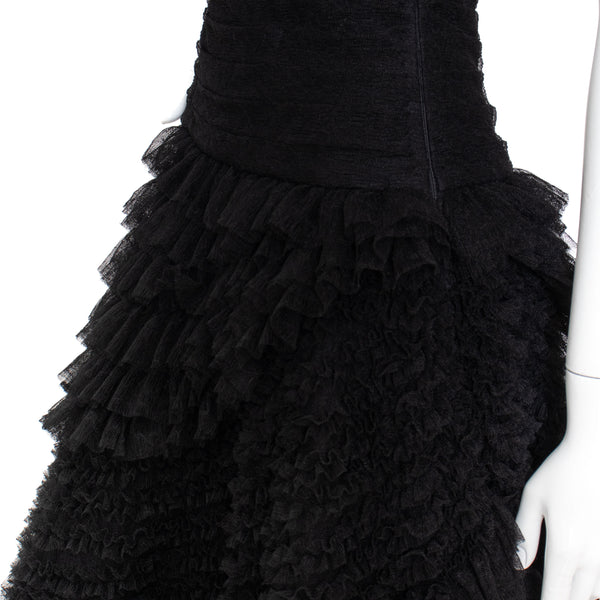 Christian Dior Strapless Tulle Ruffled Gown
