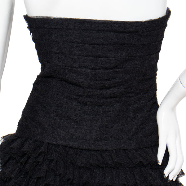 Christian Dior Strapless Tulle Ruffled Gown