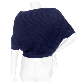 Navy Blue Cashmere Short Sleeve Dolman Sweater