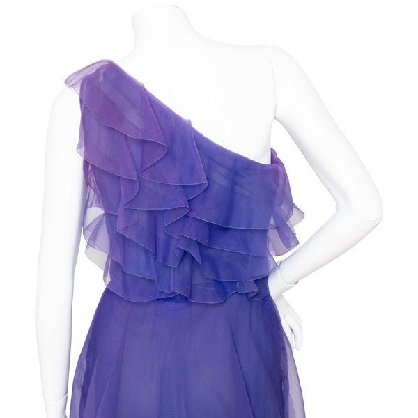 Christian Dior Haute Couture Silk Organza AW 1972 One Shoulder Gown