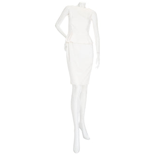 Ivory Cotton-Blend Sleeveless Peplum Dress