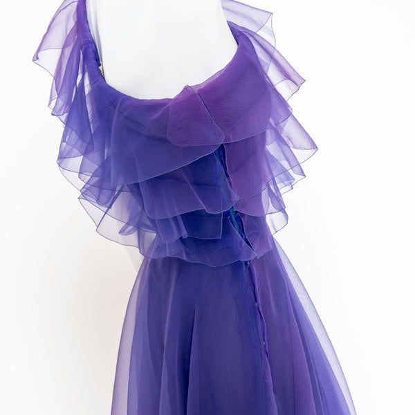 Christian Dior Haute Couture Silk Organza AW 1972 One Shoulder Gown