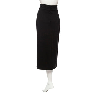Black Stretch Jersey Asymmetrical Midi Skirt