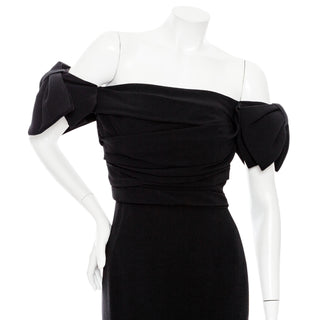 Black Off-The-Shoulder Bow Cady Gown