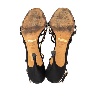 Satin Cutout Slingback Sandals 38.5