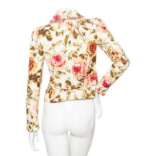 Floral Print Rhinestone Collared Jacket