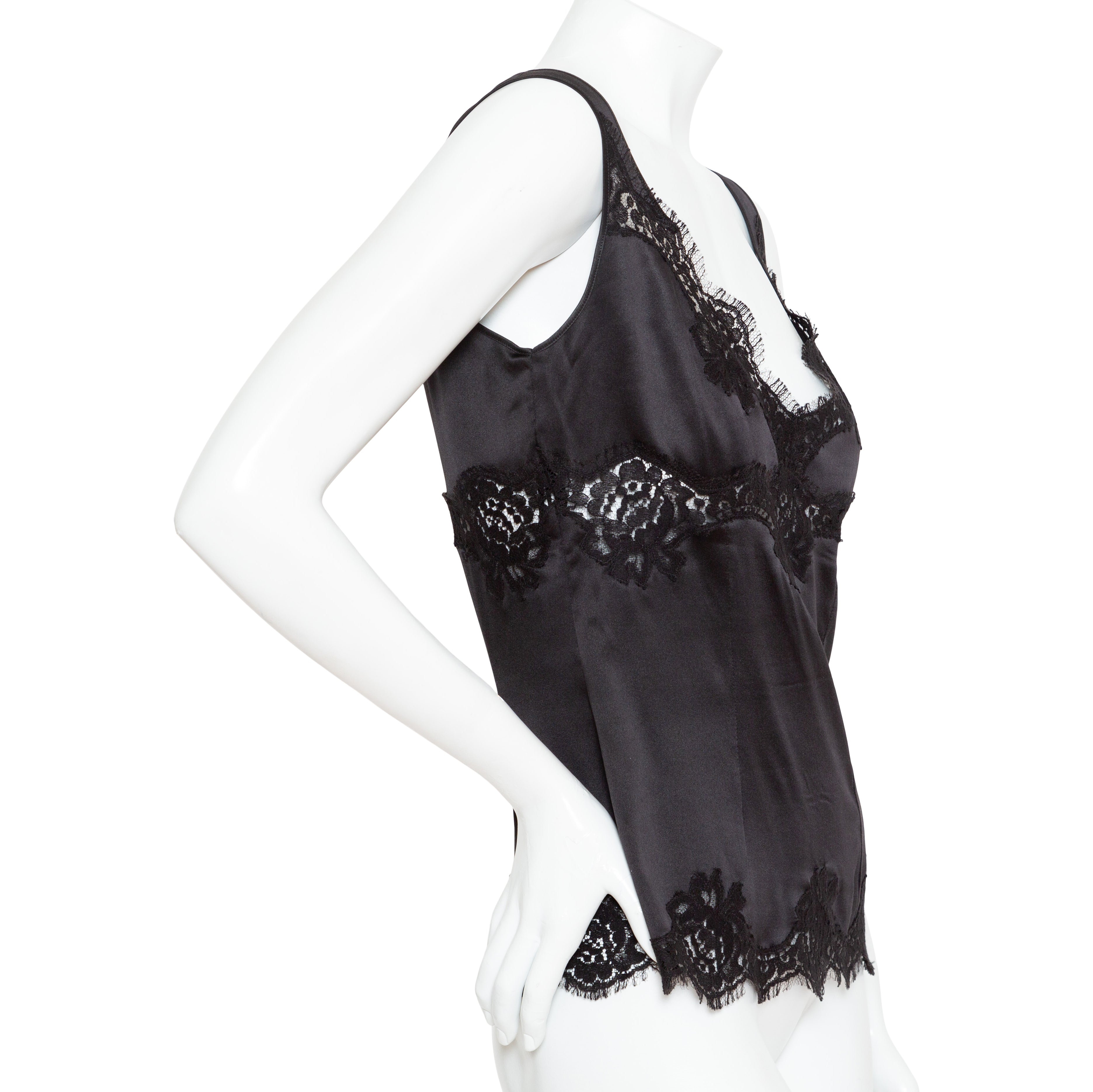 Black Silk and Lace Cami Top