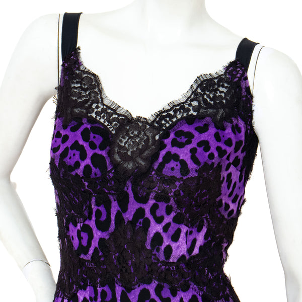 Dolce & Gabbana Purple Leopard Print Dress